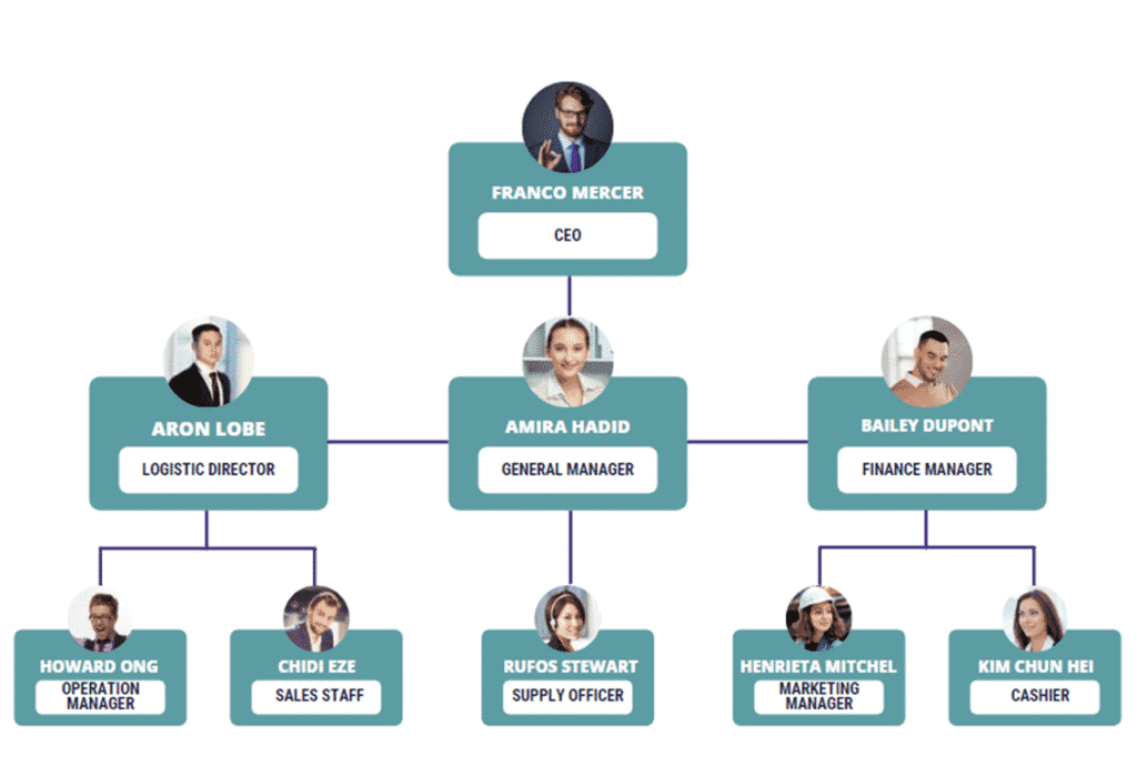 Outbound and Inbound Storage warehouse business plan organogram