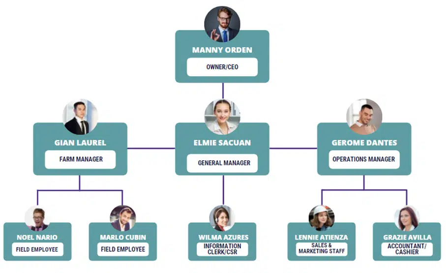 Oyster Farming business plan organogram