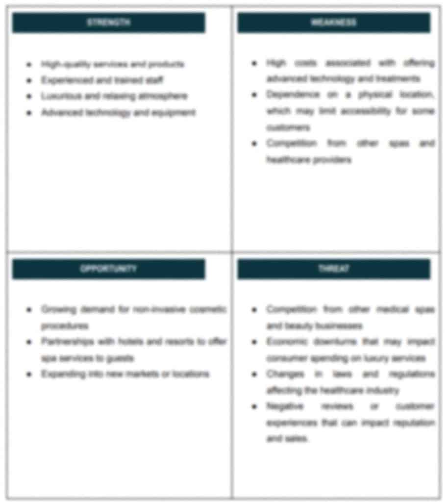 SWOT of med spa business plan