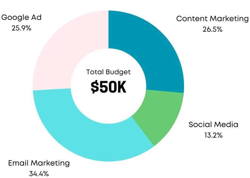 White and Pink Floral Marketing Budget Bar Chart Graph 1